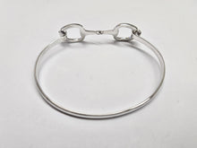 Load image into Gallery viewer, 925 Sterling Silver Eggbutt Snaffle Bit Bangle Bracelet 13mm Hook &amp; Eye Clasp 7"
