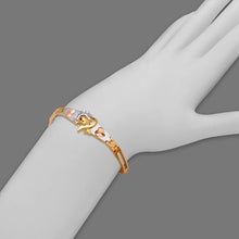 Load image into Gallery viewer, 14K Tricolor Gold Fancy Dolphin D/C Bracelet 3mm Wide, 12mm Center H Clasp

