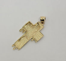 Load image into Gallery viewer, Authentic 10K Solid Gold Jesus Face on Cross Pendant Diamond Cut 2 inch Charm
