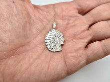 Load image into Gallery viewer, 925 Sterling Silver Diamond Cut Indian Chief Head Pendant 7/8 (22mm) Inch Tall
