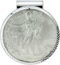 Load image into Gallery viewer, Sterling Silver Silver Eagle Money Clip for 1oz Bulion 40.6 mm Coin Not Included
