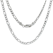 Load image into Gallery viewer, 925 Sterling Silver Beveled Edge Figaro Link Chain Necklace 4mm 7" to 30"
