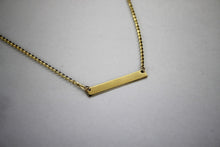 Load image into Gallery viewer, 14K Real Yellow Gold Small Bar Pendant with Rolo Chain Diamond Cut
