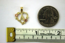 Load image into Gallery viewer, 10K Gold Heart Initial Pendant Letter Charm Flower Necklace Alphabet Diamond Cut
