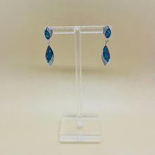 Load image into Gallery viewer, Sterling Silver Synthetic Opal Dangle Drop Post Earrings Zirconia Accent
