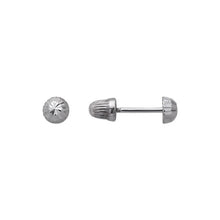 Load image into Gallery viewer, 14K Yellow or White Gold Diamond Cut Ball Stud Earrings 3mm Wide Screw Backing
