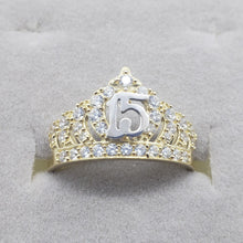 Load image into Gallery viewer, 10K Solid Gold Crown Sweet 15 Ring Quinceanera Anos Birthday Band Girl 5 - 10.5
