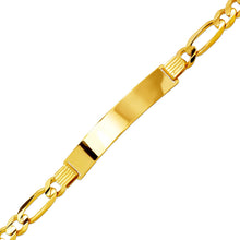 Load image into Gallery viewer, 14K Yellow Gold Figaro Concave ID Bracelet 7mm/7mm 8" 8.5" Engraving Available
