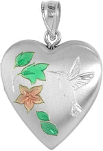 Load image into Gallery viewer, 3/4inch Sterling Silver Hummingbird Locket for 2 Photo with/out Chain 16-24 inch
