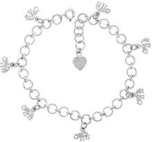 Load image into Gallery viewer, Sterling Silver Dangling Elephants Charm Anklet for Women
