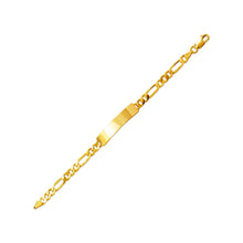 Load image into Gallery viewer, 14K Yellow Gold 5mm Kids ID Bracelet 4.5mm Figaro Chain 6" Engraving Available
