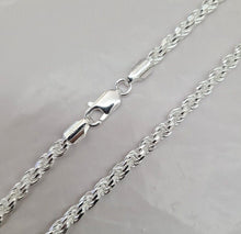 Load image into Gallery viewer, 5mm Sterling Silver D/C Rope Chain Necklaces Bracelets Handmade Italy 7 to 30 in
