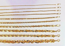 Load image into Gallery viewer, Authentic 10k Solid Yellow Gold D/C Rope Chain Necklace Men 1.5mm-9mm 16"-30"
