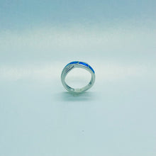 Load image into Gallery viewer, Sterling Silver Blue Synthetic Opal Crossover Ring
