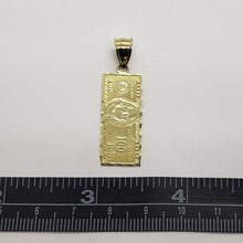 Load image into Gallery viewer, 10K Authentic Yellow Gold $100 One Hundred Dollar Bill Pendant Charm Diamond Cut

