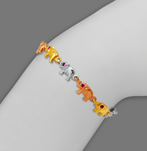 Load image into Gallery viewer, 14K Tricolor Gold Fancy Elephant High Polished Bracelet 6mm Wide 8.3g H-Clasp
