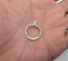 Load image into Gallery viewer, 925 Sterling Silver Rope Edge 3 Cent Piece Coin Bezel 14mm Prong Back

