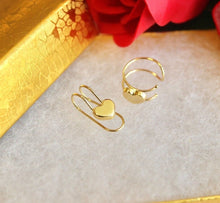 Load image into Gallery viewer, 14K Solid Gold Heart Ear Cuff Earrings Long / Round Cuff No Piercing Cartilage

