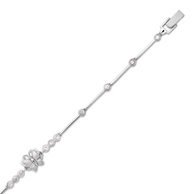 Load image into Gallery viewer, 14K White Gold Fancy Butterfly D/C Bracelet 3mm Wide, 9mm Center H Clasp
