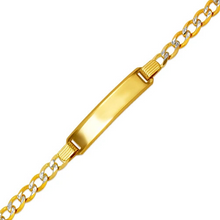 Load image into Gallery viewer, 14K White Pave Gold Baby ID Bracelet Curb X-Light Chain 6mm ID 4mm 6" Engraving
