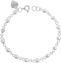Load image into Gallery viewer, 3/16 inch wide Sterling Silver Linked Teeny Puffy Hearts Charm Bracelet Anklet
