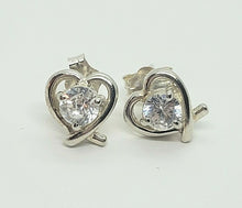 Load image into Gallery viewer, Sterling Silver Small Heart Earring with CZ
