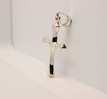 Load image into Gallery viewer, 925 Sterling Silver Skinny Beveled Edge Rhombus Shape Cross Pendant 38mm
