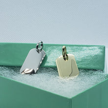 Load image into Gallery viewer, 14K Yellow White Gold Plain Rectangle Pendant Disc Charm High Quality Polished
