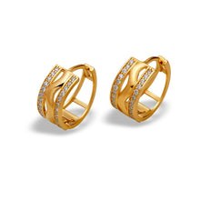 Load image into Gallery viewer, 14K Gold Hoop Earrings Sparkling Accents Elegant Huggie Hoop for Women 7x14mm
