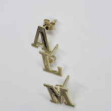 Load image into Gallery viewer, 10K solid Yellow Gold Diamond Cut Initial Alphabet Letter Stud Earrings A to Z
