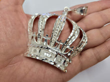 Load image into Gallery viewer, 925 Sterling Silver Large Royal Crown Pendant Diamond Cut 2 1/2 (63mm) Inch Tall
