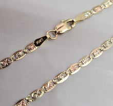 Load image into Gallery viewer, Authentic 10K Yellow White Rose Gold Tri-Color Valentino Chain 2.1&amp;2.8mm/16"-24"
