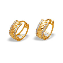 Load image into Gallery viewer, 14K Gold Hoop Earrings Sparkling Accents Elegant Huggie Hoop Minimalist 5.5x14mm
