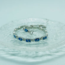 Load image into Gallery viewer, Sterling Silver Synthetic Opal Bracelet Oval &amp; Square Links Hand Inlay
