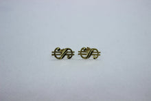 Load image into Gallery viewer, 10K Solid Yellow Gold Dollar $ sign Earrings 2 sizes

