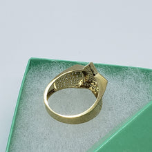 Load image into Gallery viewer, 14K Yellow Gold Double Star Shaped Ring 20.5mm Band Iced Size 9-11 Hip Hop Style
