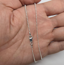 Load image into Gallery viewer, 925 Sterling Silver Thin Pallini Bead Ball Chain Anklet 1.5mm Italy, 9.5" to 10"
