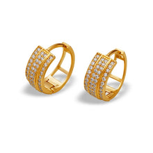 Load image into Gallery viewer, 14K Gold Hoop Earrings Sparkling Accents Elegant Huggie Style for Women 6.5x14mm
