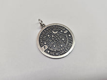 Load image into Gallery viewer, 925 Sterling Silver New Orleans Manhole Cover Pendant 1 (25mm) Inch Tall
