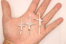 Load image into Gallery viewer, 925 Sterling Silver Skinny Cylindrical Stick Crucifix Cross Pendant 3 Sizes
