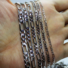 Load image into Gallery viewer, 10k Solid White Gold Figaro Chain Necklace 2.2mm - 5.3mm / 16" - 30"
