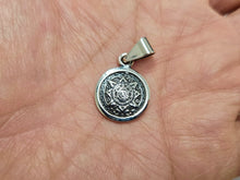 Load image into Gallery viewer, 925 Sterling Silver Small Round Aztec Calendar Pendant 19/32 (15mm) Inch Tall
