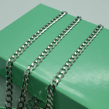 Load image into Gallery viewer, 14K White Gold Solid Cuban Curb Link Chain Necklace Bracelet 2mm~6mm 7"~30"
