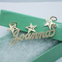 Load image into Gallery viewer, 14K Solid Yellow Gold Handmade Personalized Custom Name Pendant Charm with Stars

