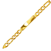Load image into Gallery viewer, 14K Yellow Gold Figaro Chain ID Bracelet 10mm/10mm 8" 8.5" Engraving Available
