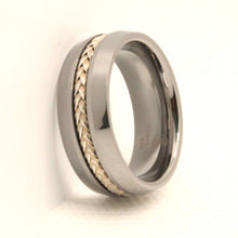 Load image into Gallery viewer, Tungsten Carbide Sterling Silver Rope Inlay Beveled Edges Wedding Band Ring 8mm
