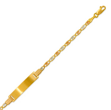 Load image into Gallery viewer, 14K Tricolor Gold Kids Valentino ID Bracelet 6mm/3mm 6" Engraving Available
