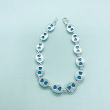 Load image into Gallery viewer, Sterling Silver Synthetic Opal Oval Links Bracelet for Women lobster lock
