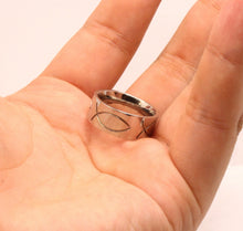 Load image into Gallery viewer, Stainless Steel Ichthus Christian Jesus Fish Symbol Wedding Band Ring 8mm
