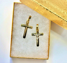 Load image into Gallery viewer, Authentic 14K Yellow Lined Gold Cross Pendant with/out White Gold Jesus 2 Style
